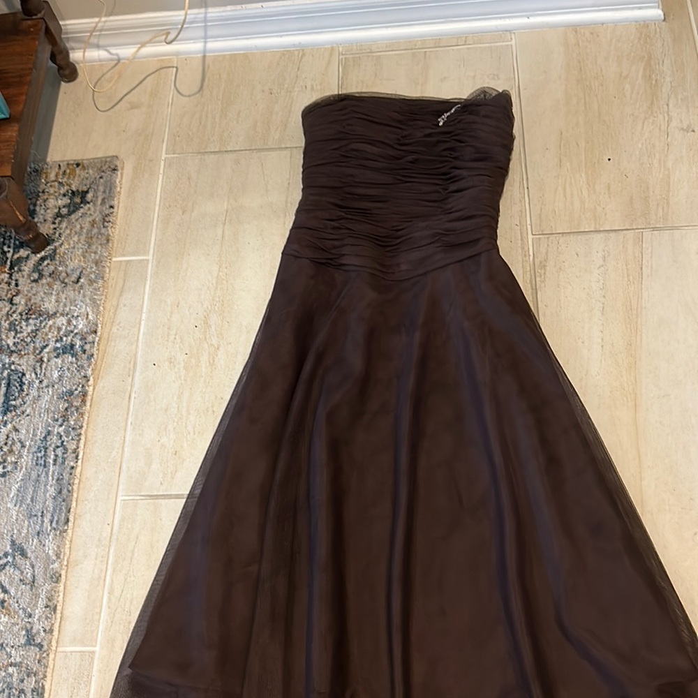 Dessy Collection tea length semi formal brown size 10 PETITE dress